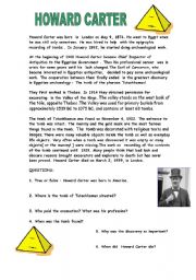 English Worksheet: Howard carter and  WORDSEARCH About Tutankhamun