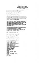 English Worksheet: Under The Bridge - Red Hot Chilli Peppers