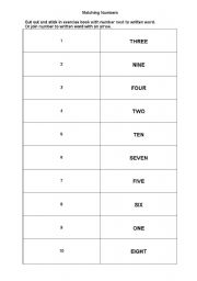 English worksheet: Matching numbers to words