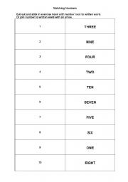 English Worksheet: Matching numbers to words