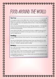 English Worksheet: FOOD AROUND THE WORLD (READING COMPREHENSION)