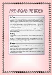 English Worksheet: FOOD AROUND THE WORLD (READING COMPREHENSION)