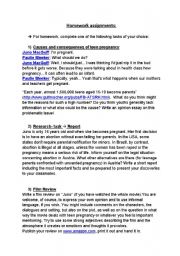 English Worksheet: Juno homework assignments