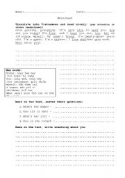 English Worksheet: introduce yourself - speaking, writing and reading