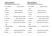 English Worksheet: Subject Verb agreement