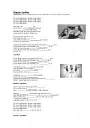 English Worksheet: Song - Single Ladies, Beyonce