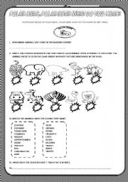 English Worksheet: ( part I) POLAR BEAR, POLAR BEAR WHAT CAN YOU HEAR ? BY E. CARLE