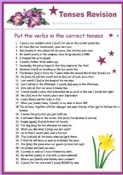 English Worksheet: Tenses Revision - Part 1