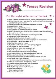 English Worksheet: Tense Revision - Part 2