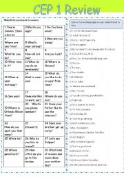 CEP 1 Review - Personal information, simple present, Jobs etc..