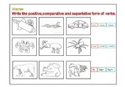 English worksheet: positive,compartive and superlative form of words