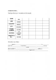 English worksheet: FIND SOMEONE WHO...