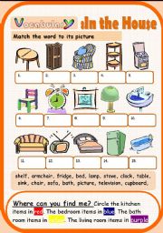 English Worksheet: In the house