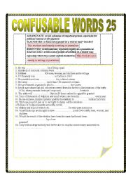 English Worksheet: CONFUSABLE WORDS 25