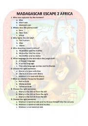 English Worksheet: MADAGASCAR ESCAPE 2 AFRICA