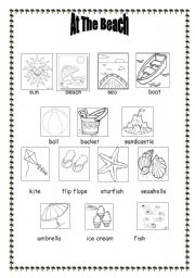 English Worksheet: At The Beach