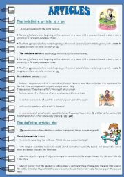 English Worksheet: Articles - a/an/the
