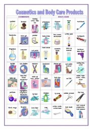 English Worksheet: Cosmetics and Body Care Products