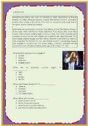 English Worksheet: BOB MARLEY