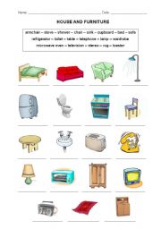 English Worksheet: House and Furniture Vocabulary