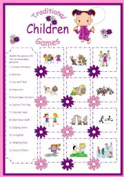 English Worksheet: Traditional Children Games-Matching