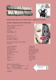 English Worksheet: CHRISTINA AGUILERA NOT MYSELF TONIGHT            !!LATEST HIT!!