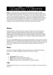 English Worksheet: Lead-In/Extensive task for Mafia roleplay game