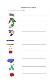 English Worksheet: Things in the classroom spelling