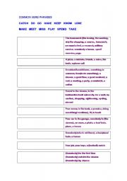 English worksheet: COMMON VERB PHRASES