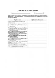 English Worksheet: Catcher in the Rye Prereading Worksheet