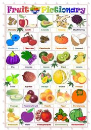 English Worksheet: FRUIT - PICTIONARY