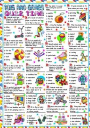 English Worksheet: TOYS AND GAMES - QUIZ TIME (B&W VERSION+KEY INCLUDED)