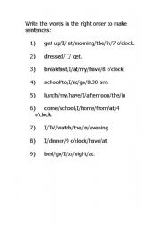 English Worksheet: Daily Routine