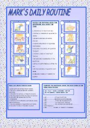 English Worksheet: MARK´S DAILY ROUTINE