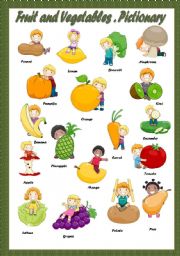 English Worksheet: FRUIT & VEGETABLES - PICTIONARY