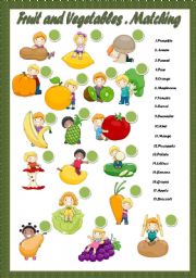 English Worksheet: FRUIT & VEGETABLES - MATCHING