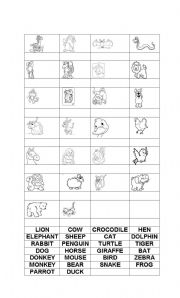 English worksheet: animales