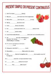 English Worksheet: PRESENT SIMPLE OR PRESENT CONTINUOUS