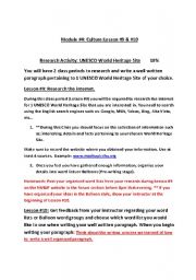 English Worksheet: UNESCO world heritage writing assignment