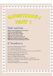 English worksheet: GENEAL QUESTIONS!