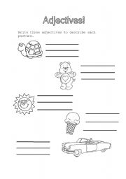 English Worksheet: Adjectives!