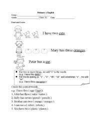 English Worksheet: learn and read