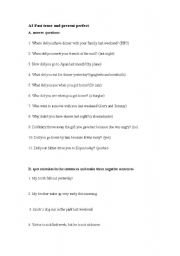 English worksheet: present perfect and simple past 