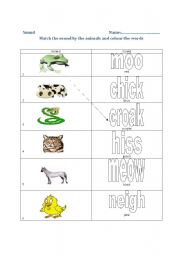 English worksheet: Sounds by animals