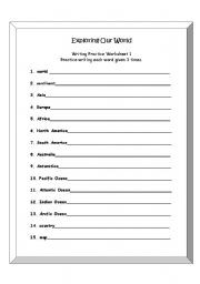 English Worksheet: Geographic Nouns