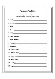 English worksheet: Geographic Nouns