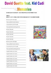 English Worksheet: DAVID GUETTA feat KID CUDI MEMORIES !!LATEST HIT!!