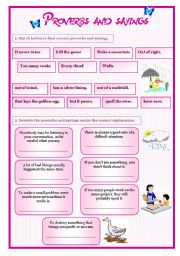 English Worksheet: proverbs and sayings