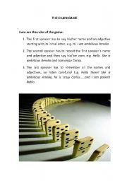 English Worksheet: The Chain Game