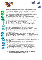 English Worksheet: RELATIVE CLAUSES